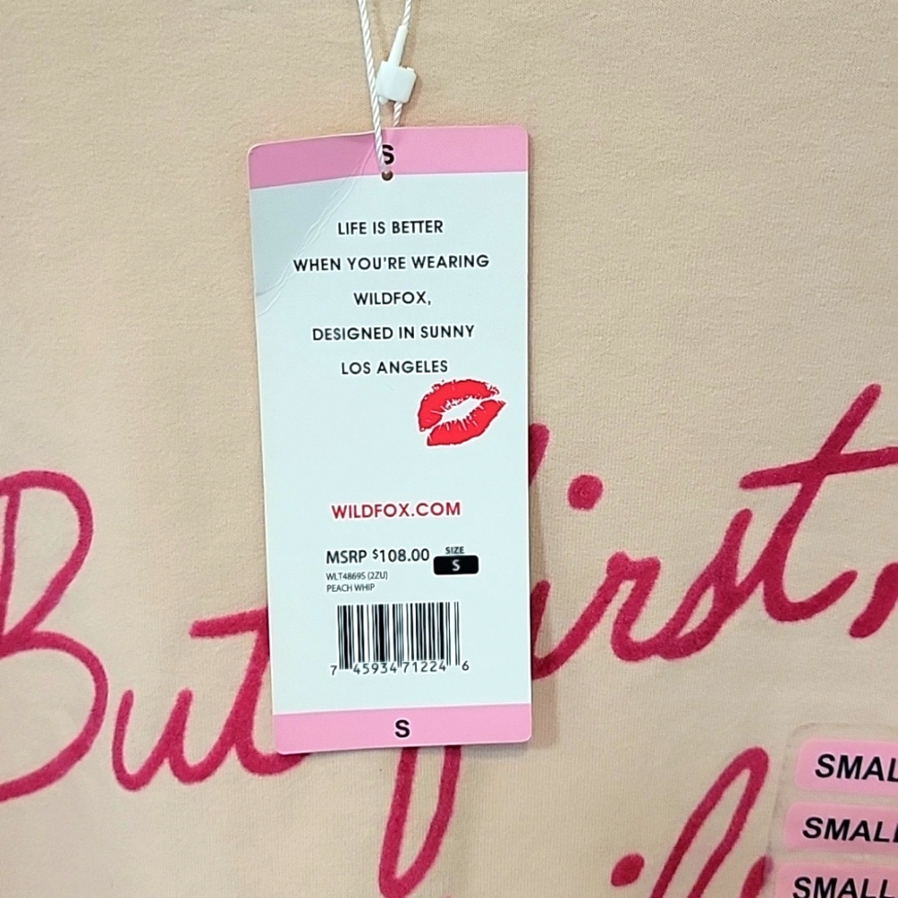 Wildfox Pale Pink 'But First, Cocktails' Pullover with Red Script - Picture 6 of 6